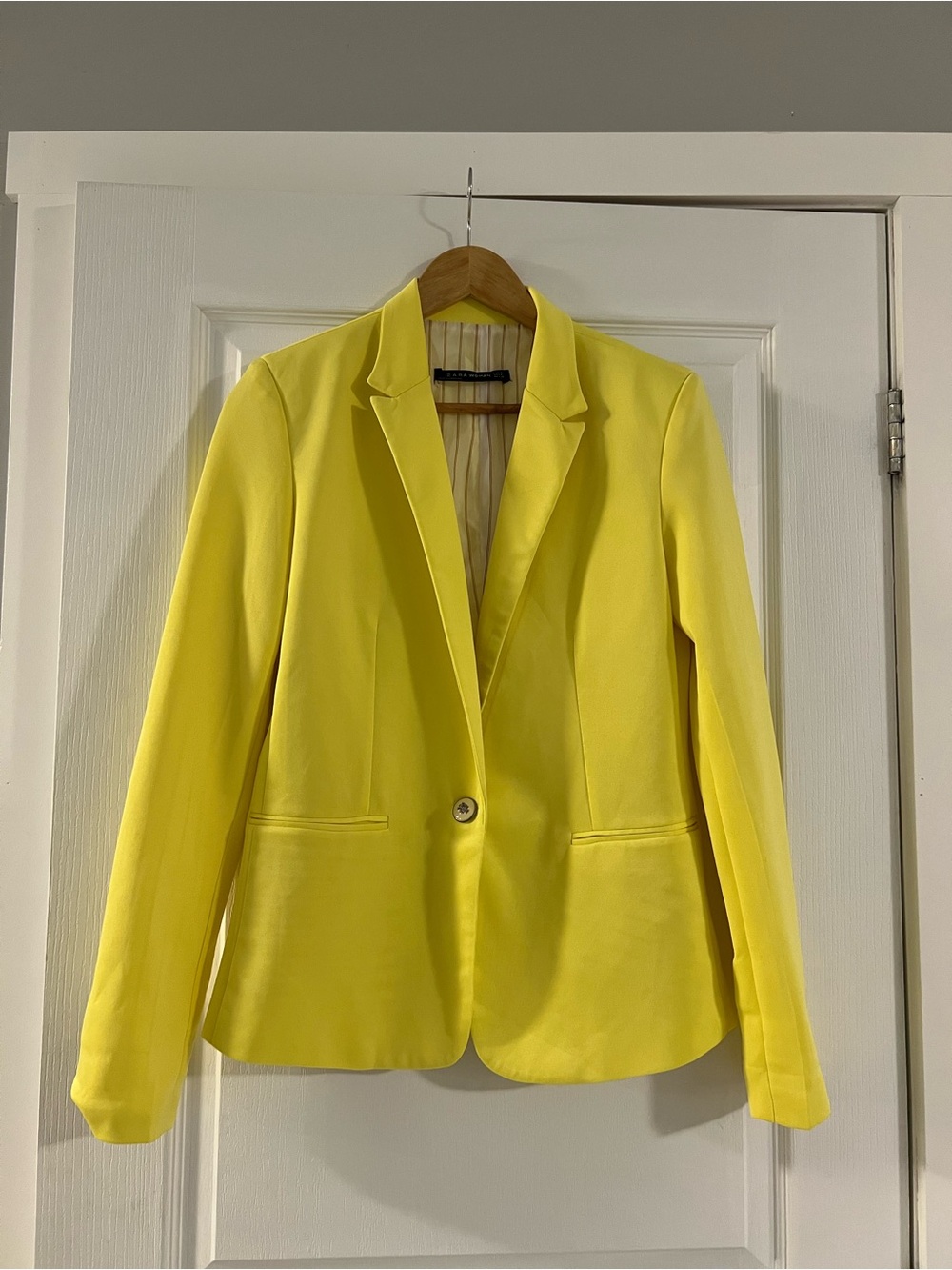 Zara Bright Yellow Single-Button Blazer